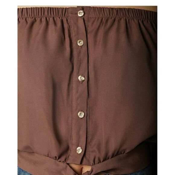 Polly & Esther Blouse Top Medium Brown Juniors'‎ - Picture 9 of 9